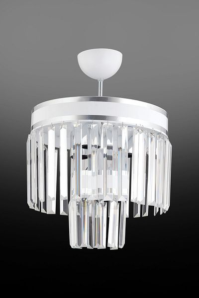 Kraliçe Paris 3-Piece White Chrome Gilt - 30-Piece Modern Chandelier with Crystal Stone Detail