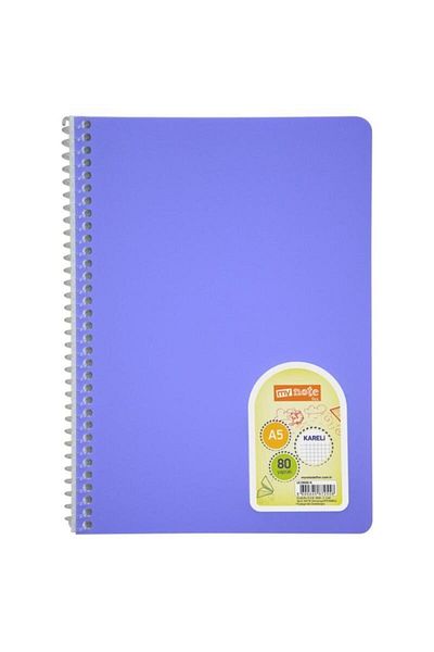 Mynote Caiet Flex Spiral PP A5 80 coli în carouri Culori asortate