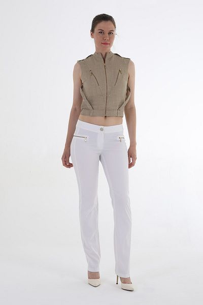 Balizza BLZ-CLOSED POCKET Rhinestone ZIPPER ACCESSORY Rhinestone DESIGN BUTTON NORMAL WAIST PANT