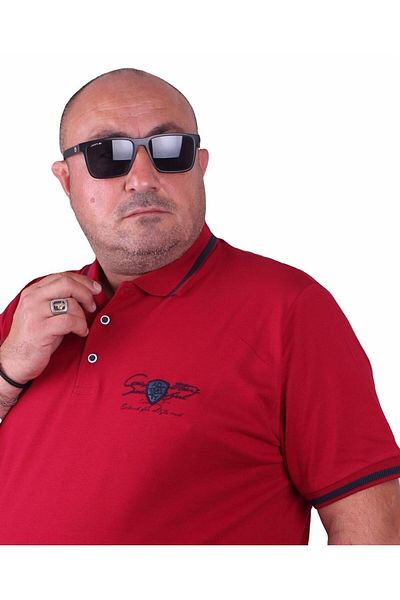 MocGrande Μπλουζάκι με γιακά Polo μεγάλου μεγέθους Casual 23419 MAROON