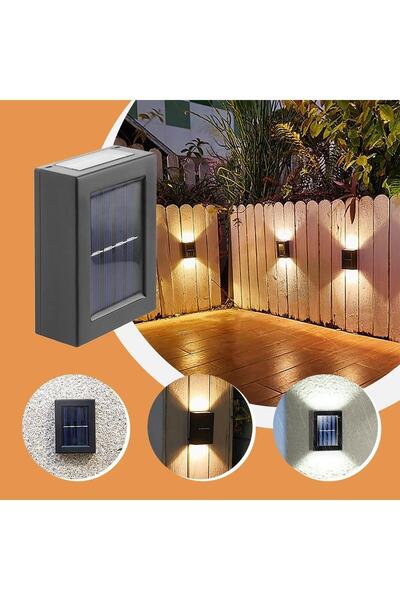 MENFRY Solar Led Çift Taraflı Duvar Lambası Güneş Enerjili Aydınlatma Dekoras...