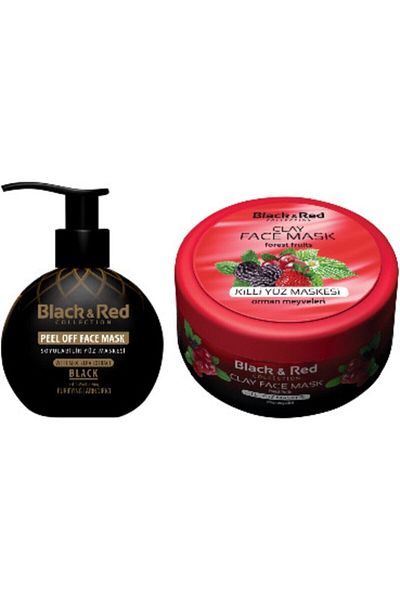 Black Red Black PointPeel-Off Black Face Mask 250 Ml and Clay Face Mask (Forest Fruits) 400 Gr