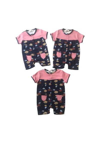 By Cwhr 3 قطع 3-6-9 أشهر 100% قطن قصير الأكمام طفلة رومبير طفلة الصيف رومبير