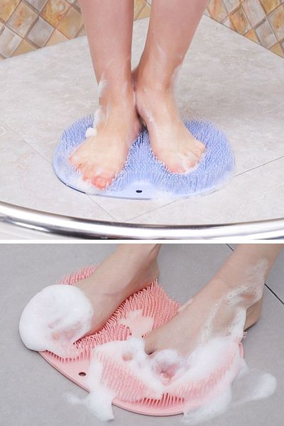 For Prime 4 Silicone Massage Shower Washcloth with Suction Cups Bath Brush Massage Bath Pad Hand Foot Body Washcloth 4 Pieces