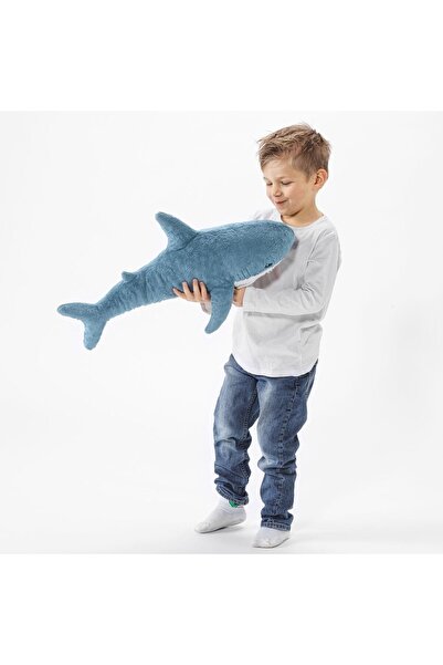 SHIVA Gift&More Köpekbalığı Mavi Beyaz Uyku ve Oyun Arkadaşı Peluş Yastık 55 cm köpek balığı shark yumuşak oyuncak