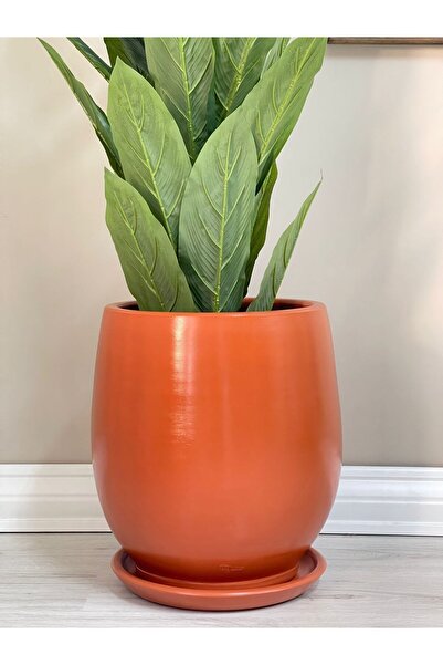 odka 25litre Armut Saksı Tabaklı Yükseklik:32cm Çap:26cm Kiremit