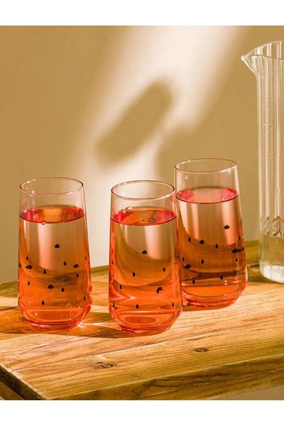 LC Waikiki LCW HOME 3-Piece Glass Cup Set - Printed, 470 Ml