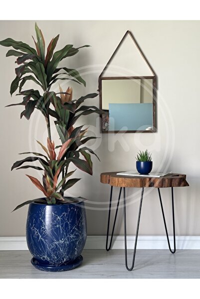 odka 25litre Armut Saksı Tabaklı Yükseklik:32cm Çap:26cm Mia Gece Mavisi Merm...