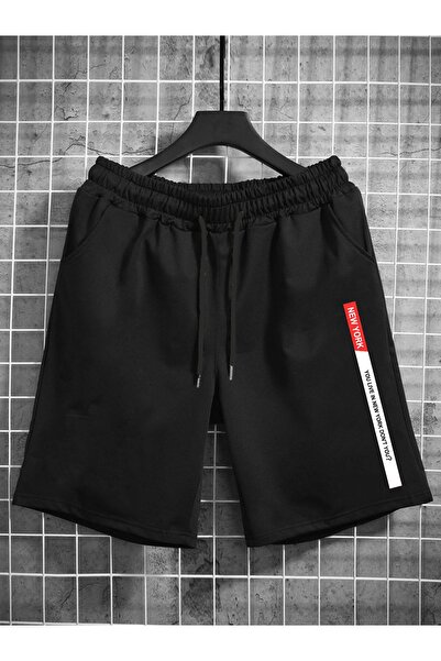 YUVEST Unisex NewYork printed μαύρο σορτς