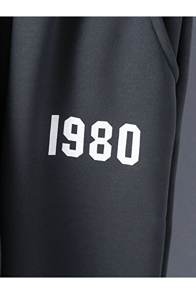 Machetta Anthracite Hooded 1980 Printed 3 Thread Kids Tracksuit Set