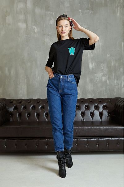 BROSERER Pantaloni de jeans întunecați albaștri, lycra, cu talie înaltă, blugi pentru mama iubit