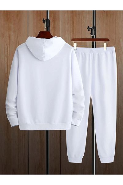 Keywest Σετ φόρμας με στάμπα ''A'' με λευκή κουκούλα Unisex