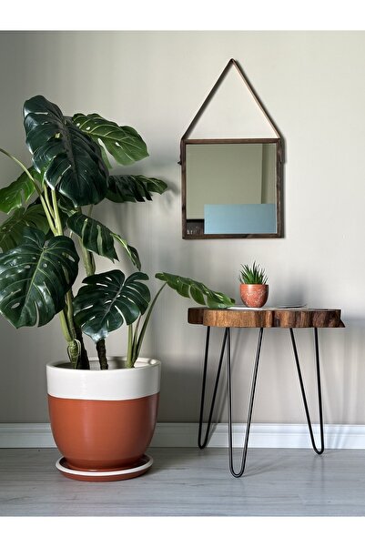 odka 40litre Klasik Saksı Tabaklı 40cmx40cm Kiremit Ekru