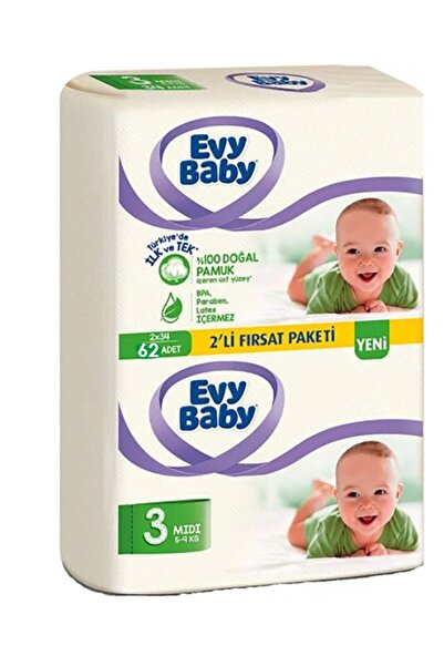 Evy Baby Bebek Bezi 3 Midi 62 Adet