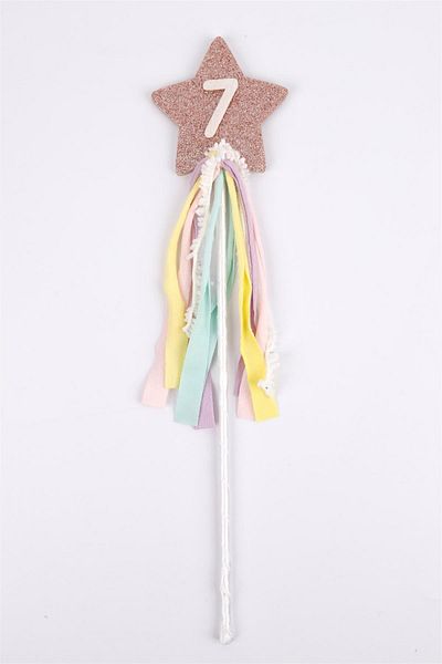 Le Mabelle Ecru 7 Years Old Tasseled Star Girl Child Party Scepter Crown Set