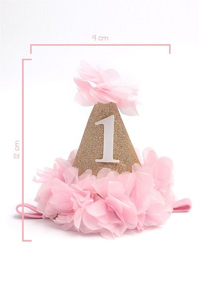 Le Mabelle 1 Year Old Funnel Birthday Crown - Pink
