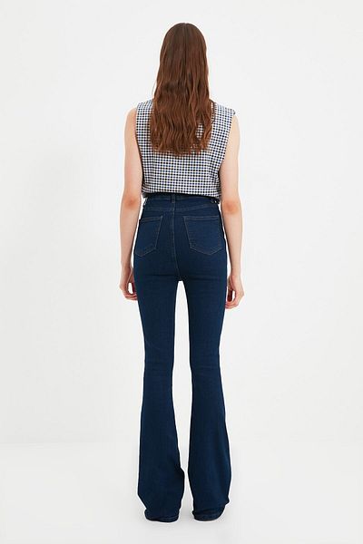 BROSERER Blugi Moca Albastru Inchis Pantaloni Denim Lycra Power Talie Inalta