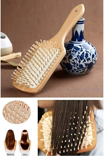 AYGÖREN HOME فرشاة شعر خشبية، مشط تفتيح الشعر، مشط تدليك احترافي للشعر