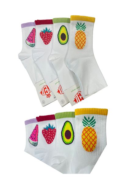 New Ted Socks Πολύχρωμες κάλτσες κολλεγίου Unisex βαμβακερές κάλτσες/36-43/4 Ζεύγη/φρούτα