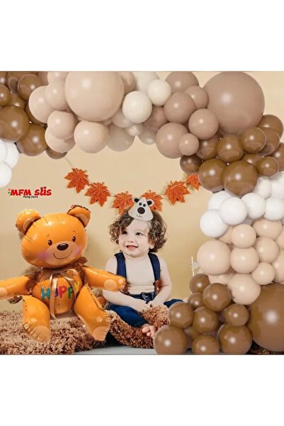 MFM Σετ μπαλόνι με αλυσίδα γενεθλίων με μαλακό θέμα Happy teddy bear