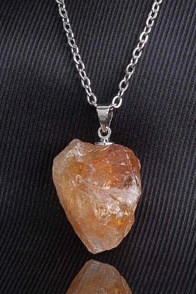 Tesbih Atölyesi 1st Quality Certified Raw Natural Unprocessed Citrine Stone Necklace