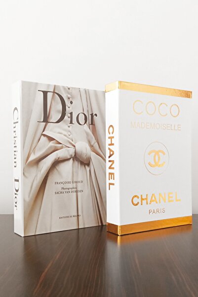 BayCazip 2'li Dekoratif Kitap Kutu Görünümlü Dior Gelinlik & Coco Beyaz Yaldı...