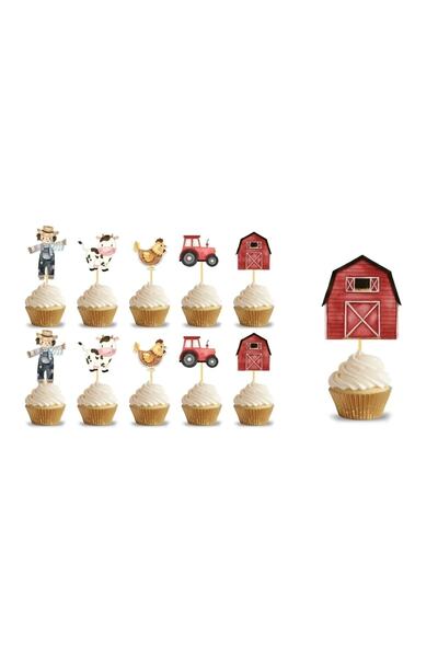 aşkın concept Çiftlik Hayvanları Temalı Pasta Cupcake Kürdanı 10 adet