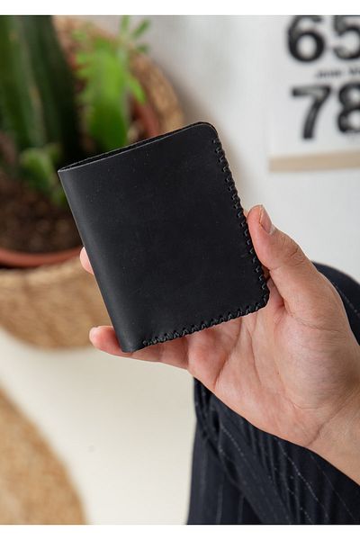 Niki Leather Χειροποίητη θήκη για κάρτα Kane Black Leather Wallet