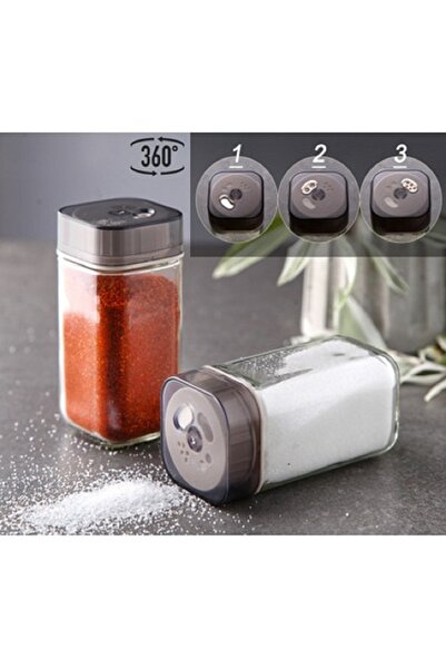 ELEGANCEV وعاء توابل صغير من الفلفل الأسود الزجاجي - قابل للتعديل - 2 قطعة