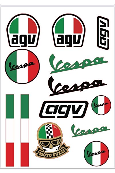 MOTOSEPETİM VESPA AGV STİCKER SET