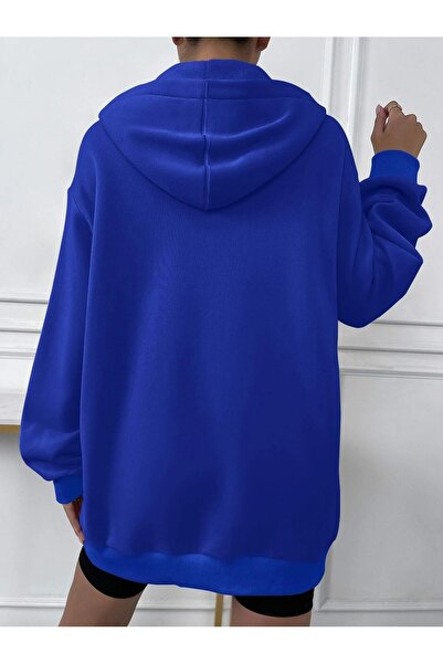 Adrift Unisex Renkli Oversize Kapüşonlu Fermuarlı Hırka