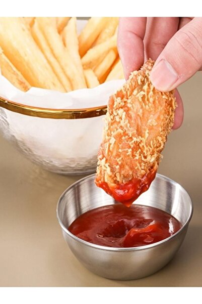 BİODATA Paslanmaz Çelik 14 Cm Çorba Kasesi 6 Adet Baharat Sos Tabağı Tereyağı Tabağı Meze Tabağı
