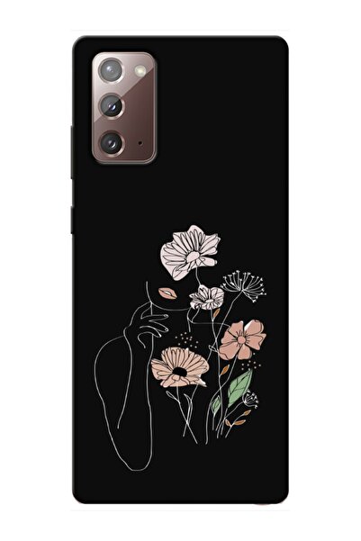 frondcase Samsung Note 20 Kadın Çiçek Siyah Telefon Kılıfı