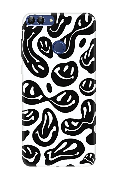 frondcase حافظة هاتف هواوي بي سمارت ذات الوجوه المبتسمة باللون الأسود