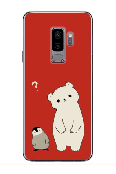 frondcase Samsung S9 Plus Penguen Ve Ayıcık Kırmızı Telefon Kılıfı