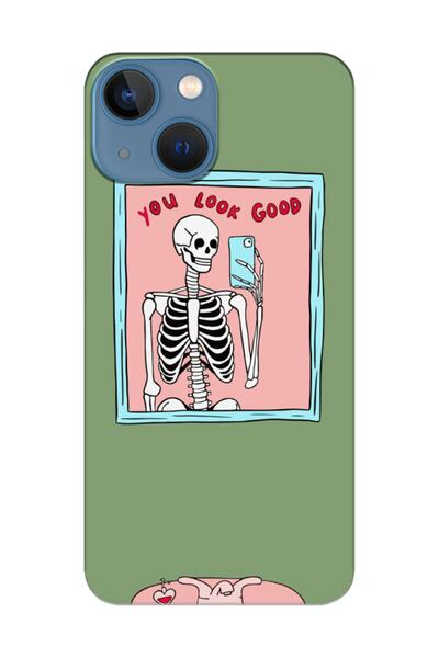 frondcase حافظة هاتف آيفون 13 ميني تبدو جيدة بهيكل عظمي أخضر