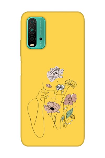 frondcase Redmi 9t Kadın Çiçek Sarı Telefon Kılıfı