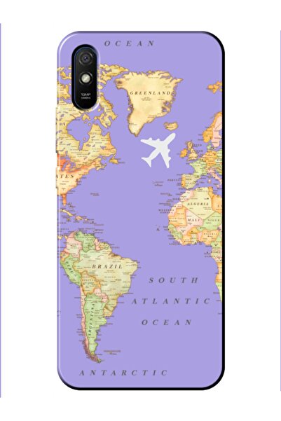 frondcase حافظة هاتف ريدمي 9 أ ليلكي مع خريطة العالم