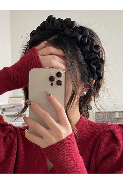 CSR AKSESUAR coroană din satin negru cu șnur