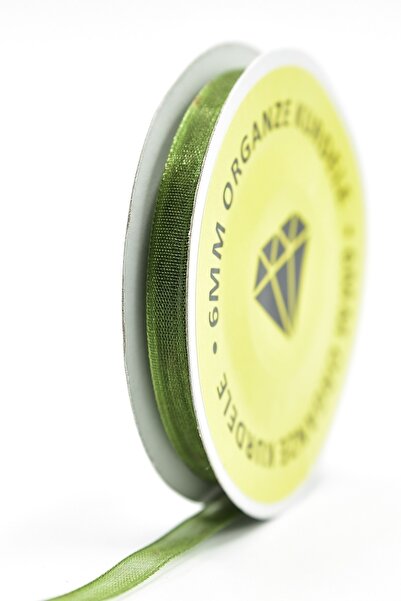 E Elmas Yağ Yeşili Organze Kurdele (6mm-20m)