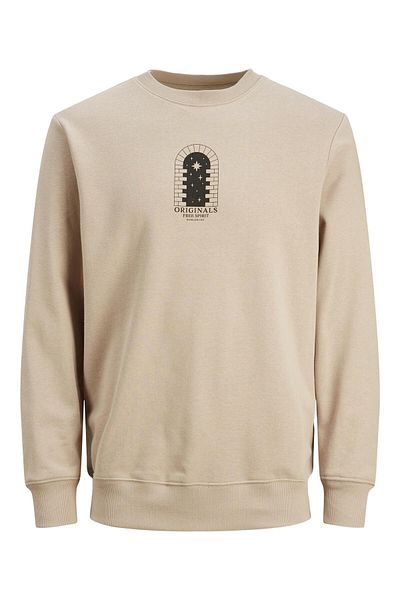 Jack & Jones Ανδρικό μπεζ φούτερ Jack Jones Destiny Sweat Crew Neck Tg 12243615 -06
