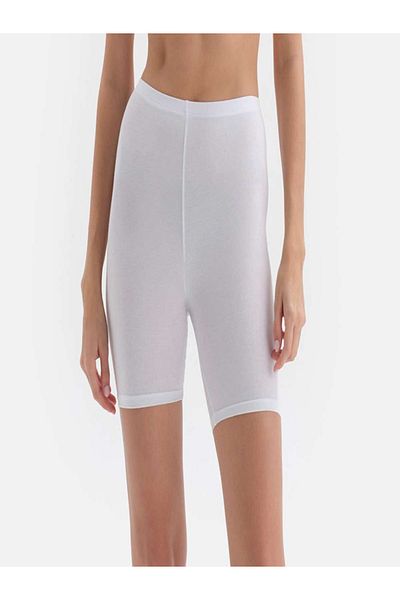buğlem collection Women's white lycra combed cotton above the knee shorts