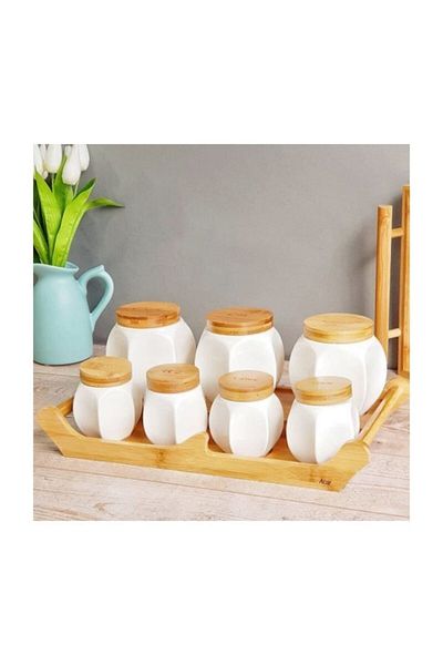 ACAR Bamboo Porcelain 7 Piece Spice Set Porj-009168
