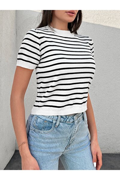 Pafi Moda Bluză de damă cu dungi de înaltă calitate Costa, albă