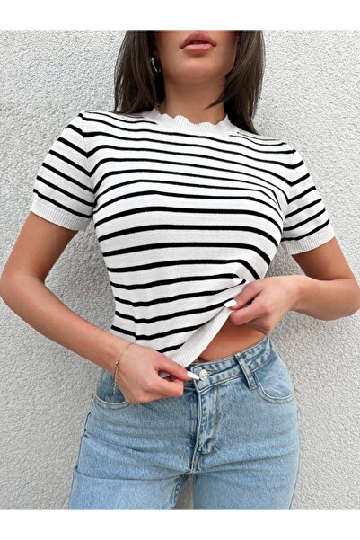 Pafi Moda Bluză de damă cu dungi de înaltă calitate Costa, albă