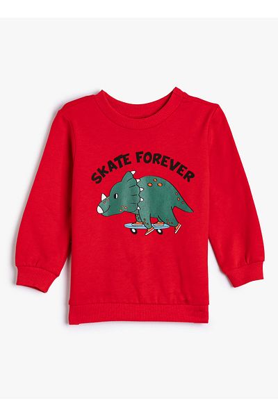 Koton Bedrucktes rotes Jungen-Sweatshirt 4WMB10029TK – Kleinkind