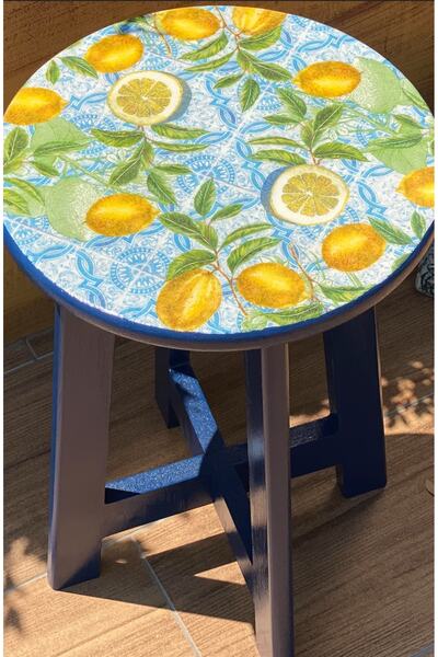 Lagom Limon Desenli Tasarım Sehpa,yan Sehpa, Modern Sehpa, Oturma Odası Sehpası, Dekoratif Sehpa