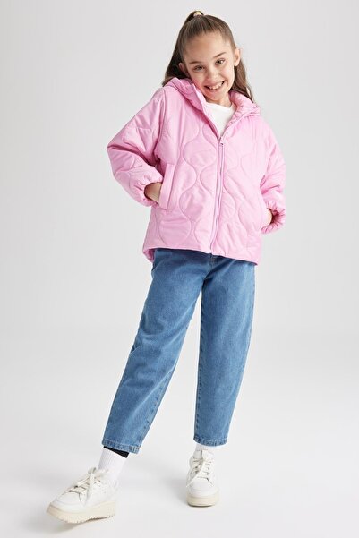 DeFacto Girl's Quilted Hooded Puffer Coat