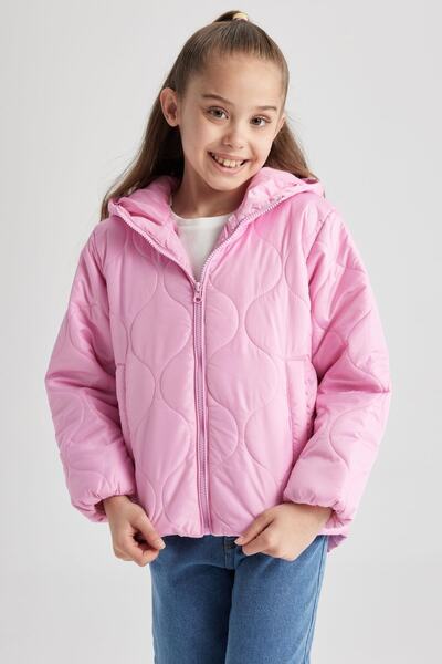 DeFacto Girl's Quilted Hooded Puffer Coat