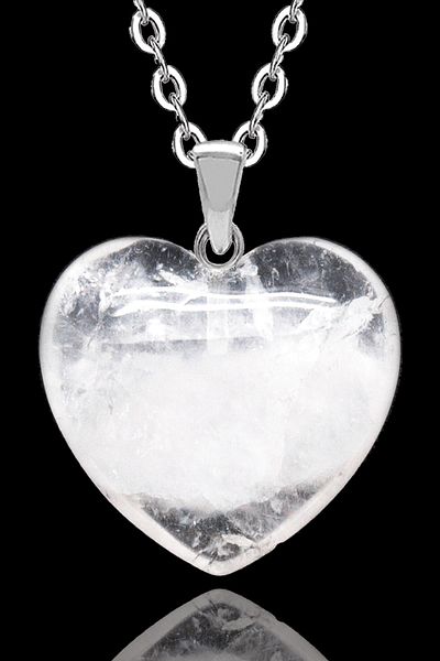 Tesbih Atölyesi Certified Heart Model Real Crystal Quartz Stone Necklace
